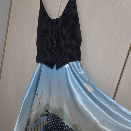 Fornarina vintage dress Alice in Wonderland theme like new, blue turquoise