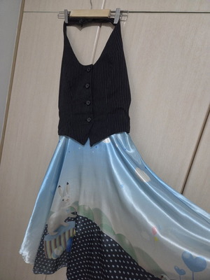 Fornarina vintage dress Alice in Wonderland theme like new, blue turquoise