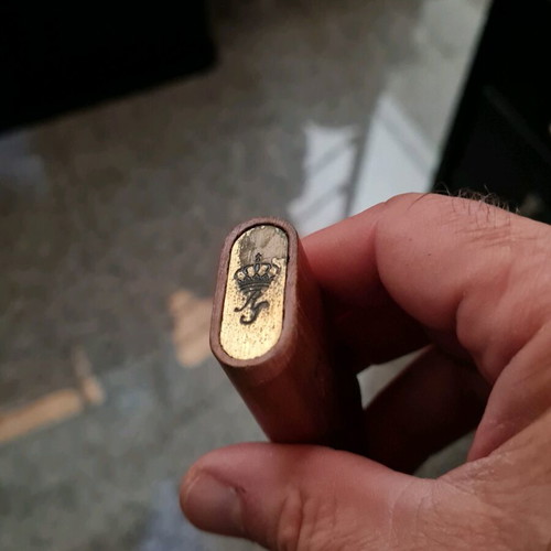 Wooden lighter case used with carved embossed Royal Palace of Madrid design