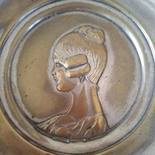Art Nouveau silver plated candy dish used, early 20th century