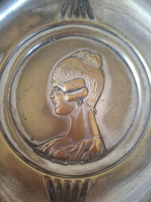 Art Nouveau silver plated candy dish used, early 20th century