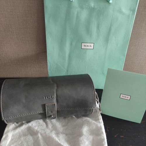 Tous jewelry case leather like new, gray