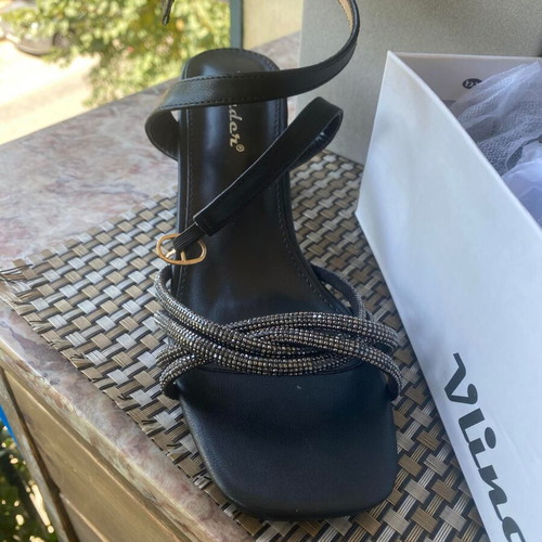 Sandals with thick stable heel new, size 37, black
