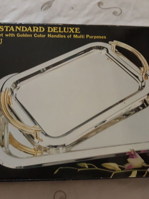 Inox Wedding Tray Set with Gold Handles new