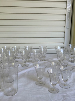 Set of 48 used Art Deco crystal glasses antique
