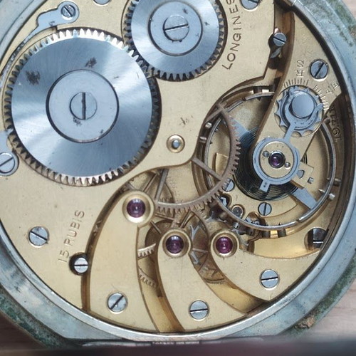 Longines men's pocket watch used, vintage, 9 Grands Prix, silver