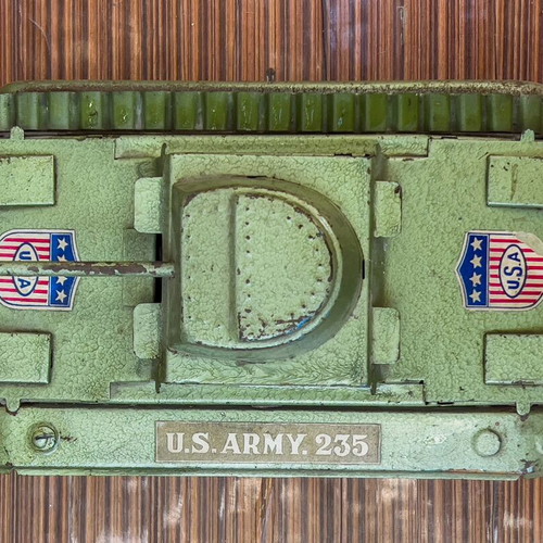 Vintage USA Tin Toy Wind up Military Tank like new "America's favorite U.S Army 335"