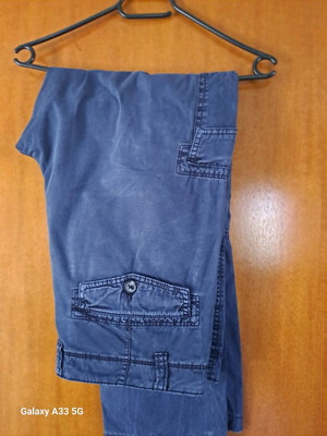 Ανδρικό καλοκαιρινό παντελόνι cargo μπλε, σαν καινούργιο, μέγεθος L