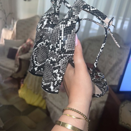 Snake Print Sandals size 37 like new with thick heel and ankle strap