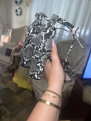 Snake Print Sandals size 37 like new with thick heel and ankle strap