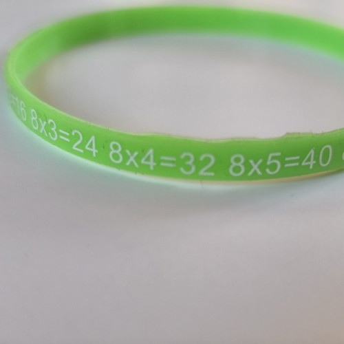 Educational silicone bracelet with multiplication table of 8