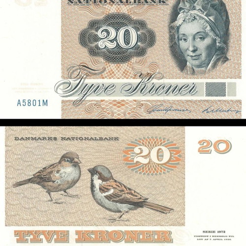 Denmark 20 Kroner 1988 banknote new