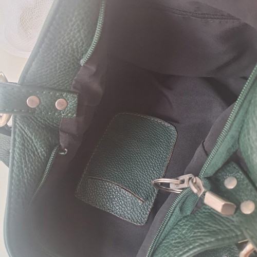 Leather shoulder bag like new, dark green, 35x30x9cm