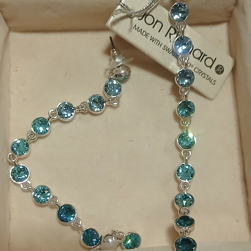 Long earrings with blue Swarovski crystals Jon Richard new