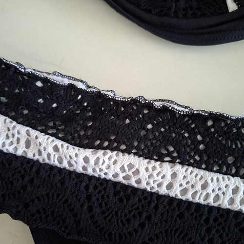 Swimsuit size M like new with knitted lace black and white