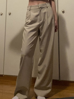 H&M beige high-waist wide-leg trousers