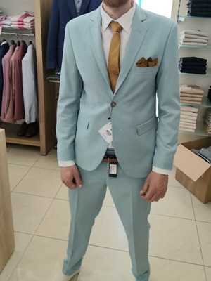 Men's Wedding Suit like new, turquoise, size L