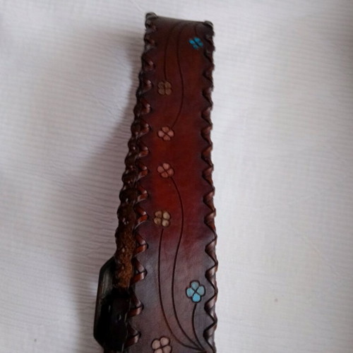 Riccardo Forconi leather belt like new, size 85 with painted flowers