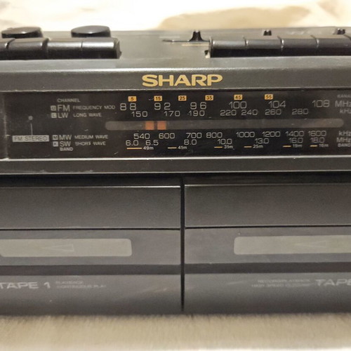 Sharp portable radio cassette player with two cassettes 1988 like new