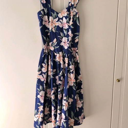 Floral poplin dress like new, blue multicolor, size S