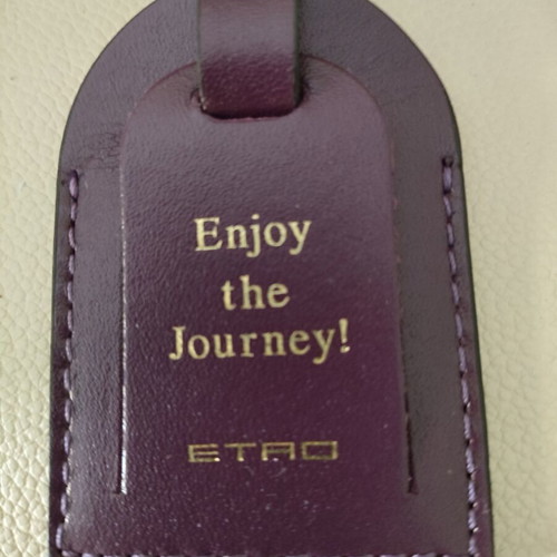 Etro leather bag charm tag holder, purple