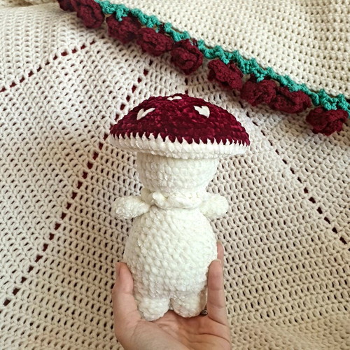 Mushroom guy knitted teddy bear new, handmade