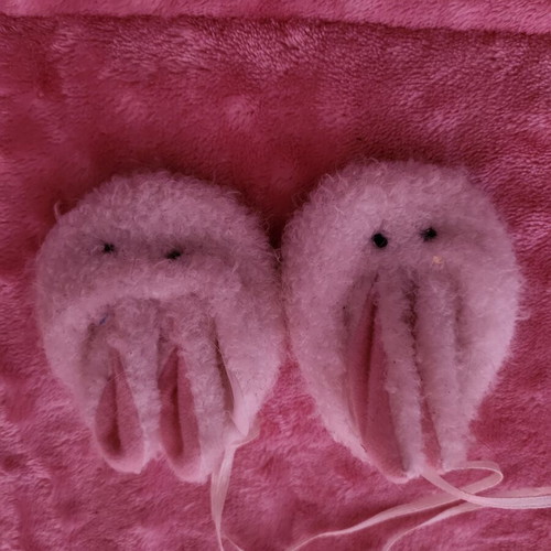 Baby shoes used, bunny design
