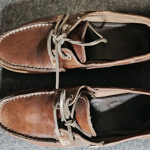 Men's leather boat shoes used, brown, size 41