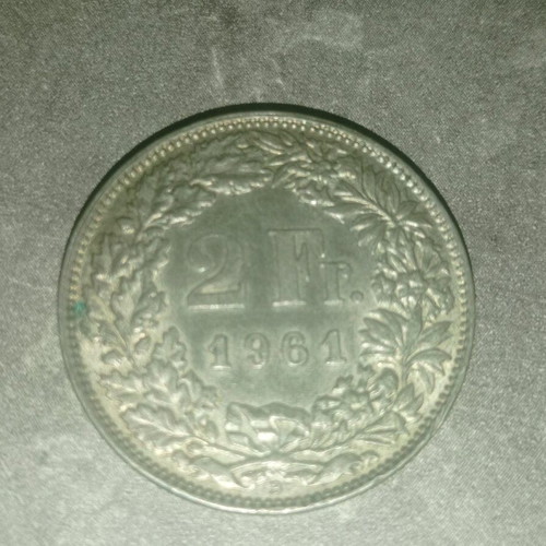 Silver Swiss collectible coin 2 Franc 1961 used