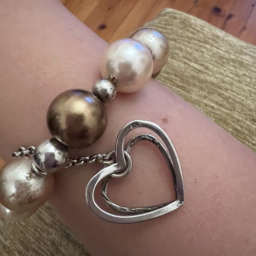 Bracelet with pearls and 925 silver heart clasp