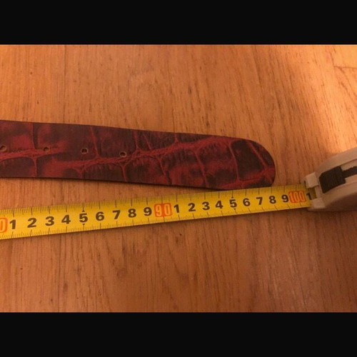 Leather women's belt red vintage with crystals like new