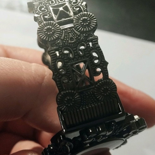 Orsalia Vintage floral quartz watch new, black-gray