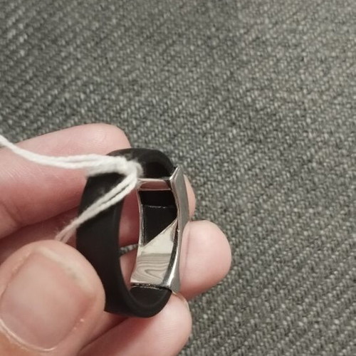 Agma silver men's ring with black rubber, new