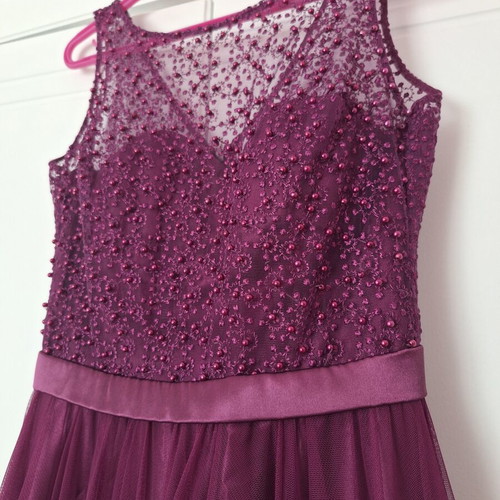 Tulle evening dress with stones like new, purple