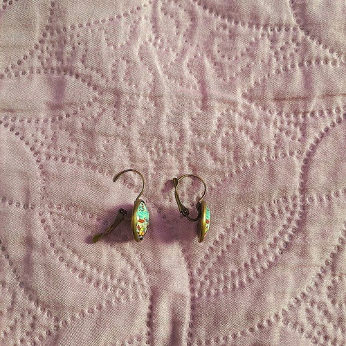 Handmade earrings with resin glass, like new, colorful