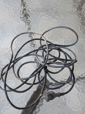 Power cable black used, 5 meters with plug