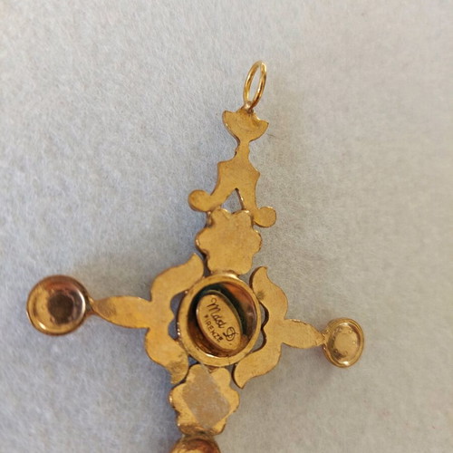 Handmade bronze cross necklace pendant with Swarovski crystals new