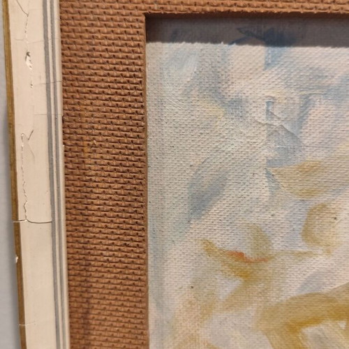 Oil painting used 1955 by V. Chortaridis, floral theme