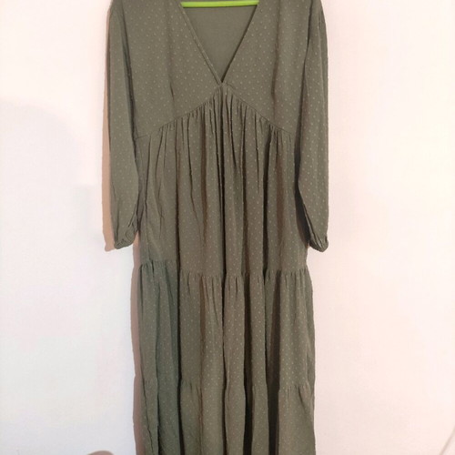 Khaki long A-line dress Stradivarius like new