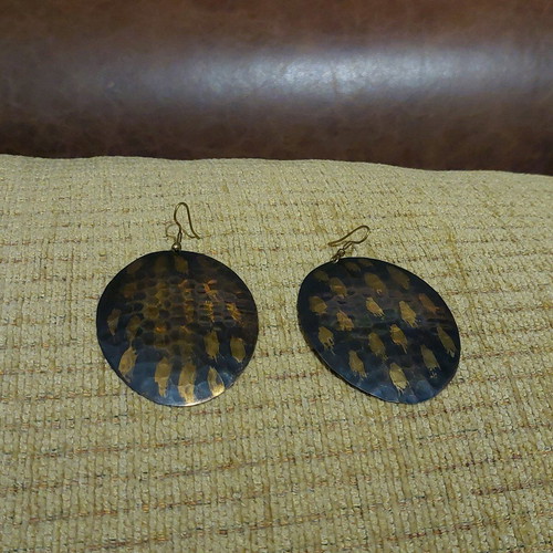 Vintage handmade earrings like new, brown and golden