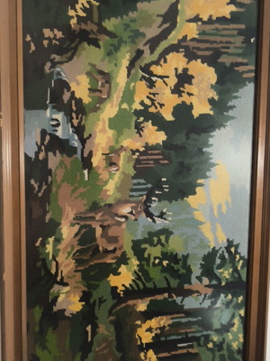 Handmade crochet painting used