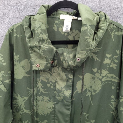 H&M parka long coat floral khaki trench new