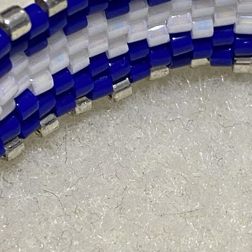 Handmade bracelet with Miyuki beads Peyote stitch blue white silver new