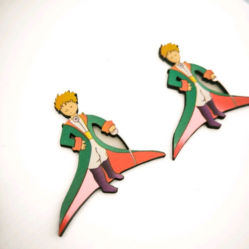 Little Prince wooden earrings new, multicolored