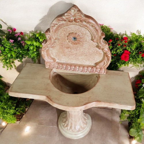 Astrea garden wall fountain beige and brown, new, concrete