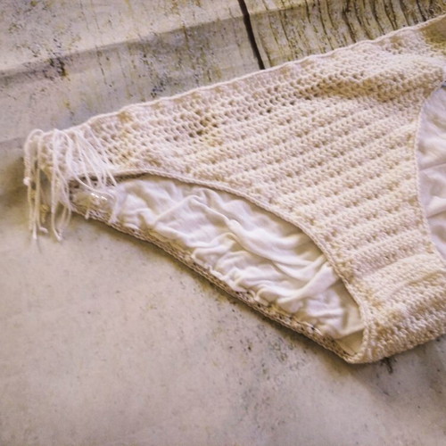 Knitted bikini bottom new, handmade, size S, white