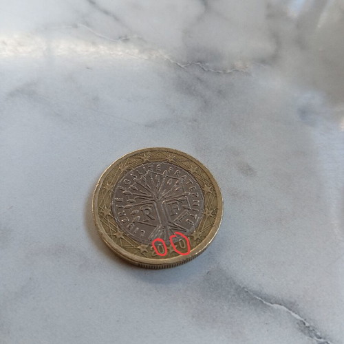 1€ France Coin used 2001 collectible with mint errors