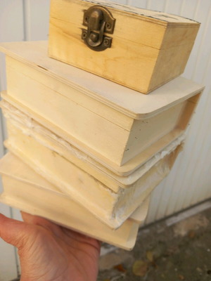 Ξύλινα κουτιά για κατασκευές καινούργια, σετ τριών και ενός μικρού