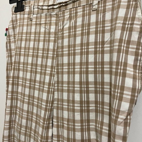 Moschino Capri High-Waisted Cotton Pants like new, checked white and brown