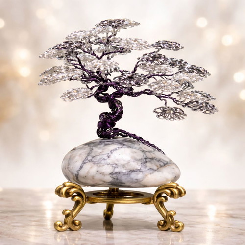 Bonsai jewelry new, handmade tree with agate and brass stand